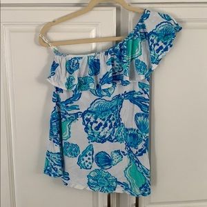 Lily Pulitzer one shoulder ruffle top